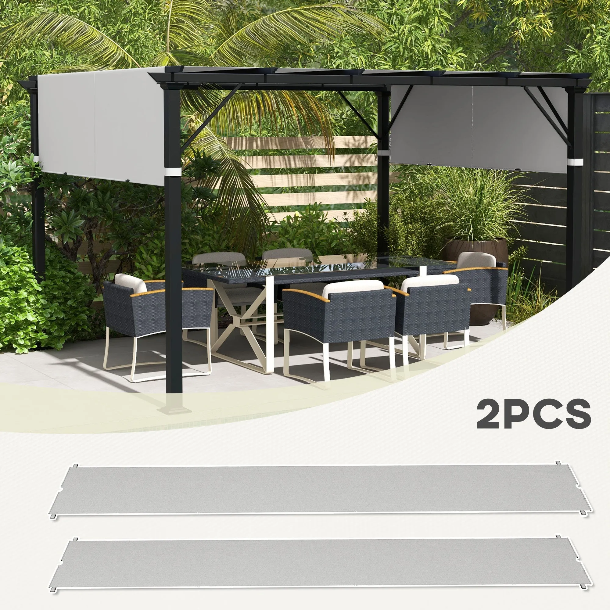 2-Pack 16' x 4' UV-Blocking Pergola Shade Covers, for 10 x 10ft Pergola, Light Grey