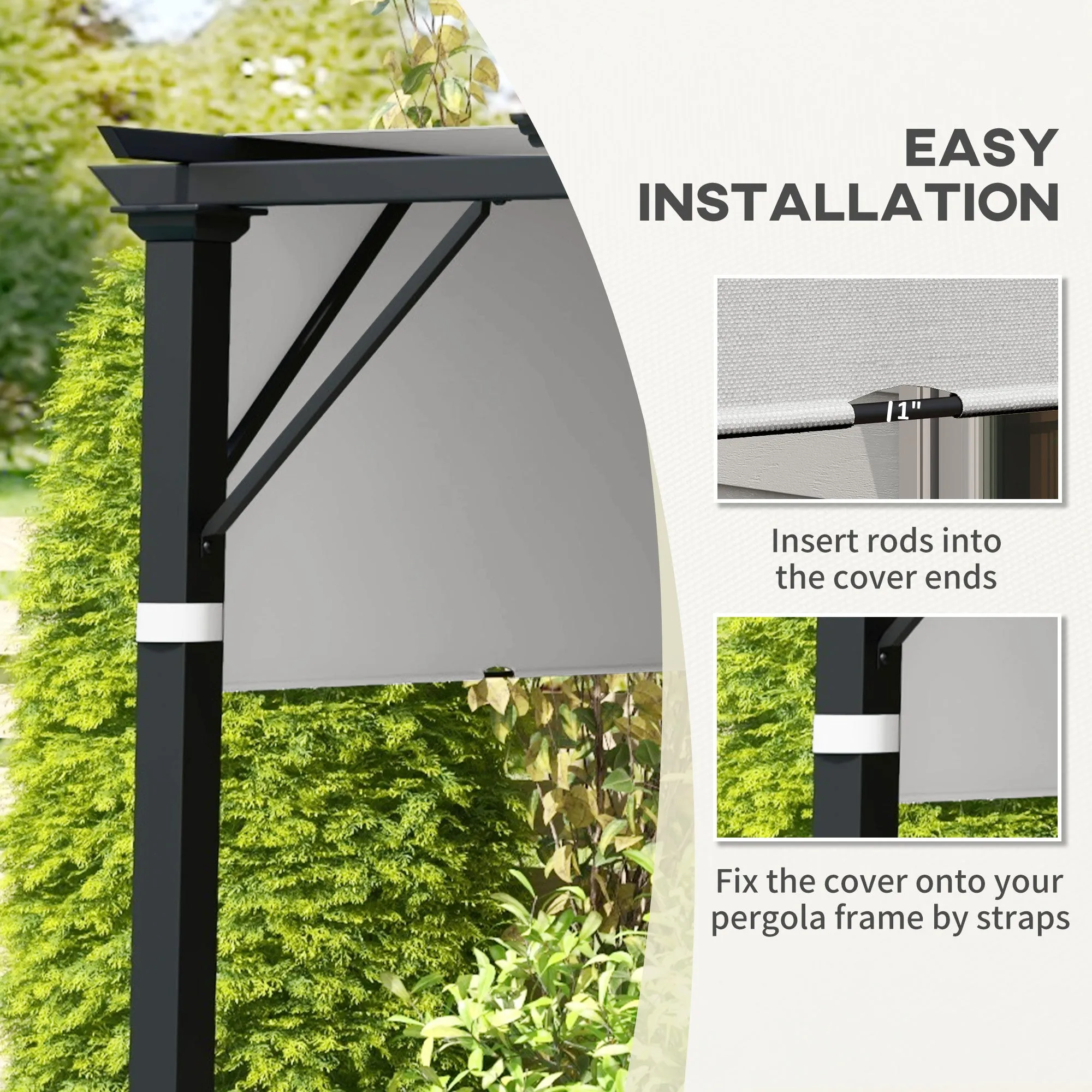 2-Pack 16' x 4' UV-Blocking Pergola Shade Covers, for 10 x 10ft Pergola, Light Grey