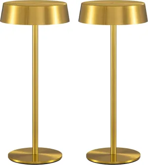 2 Pack Cordless Table Lamps, Rechargeable Lamp with 5000mAh Battery Operated, Touch Lamps, Portable Indoor/Outdoor Lamp for Kitchen Living Room Bedroom, Waterproof (Gold)