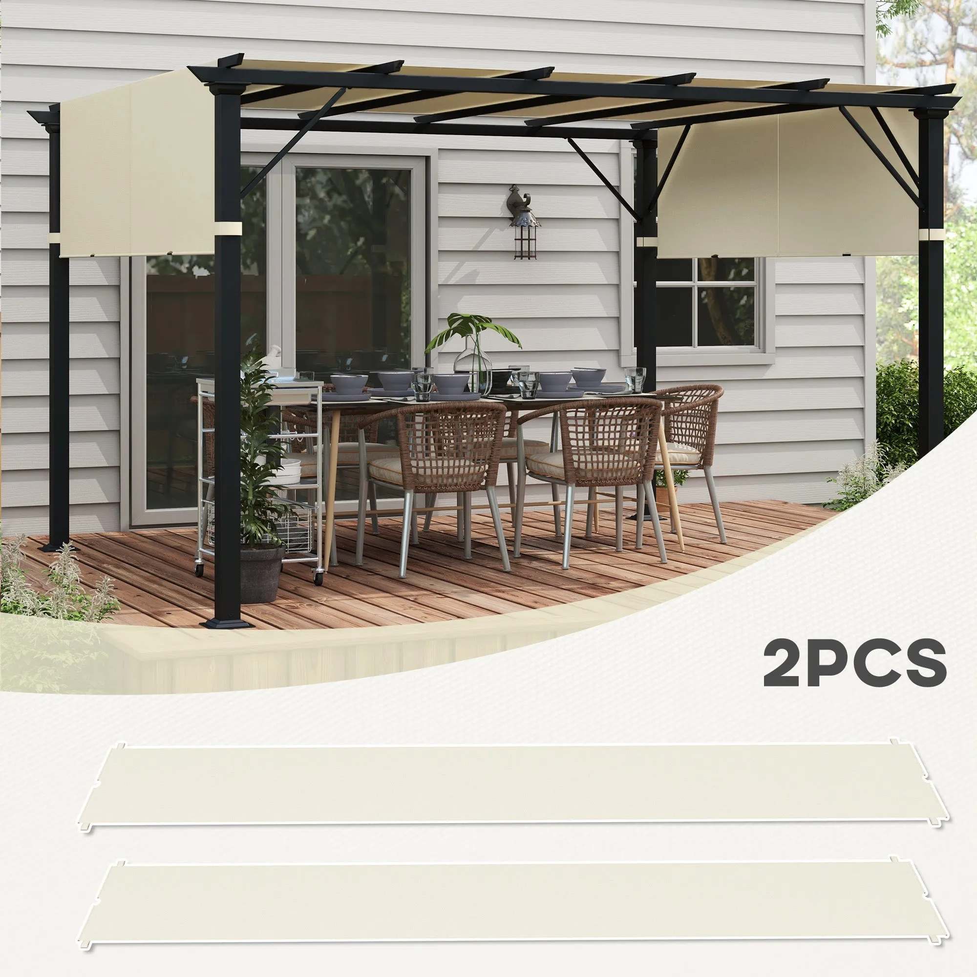 2 PCS UV Protection Pergola Cover, Easy to Install, for 3 x 3m Pergola, Cream White