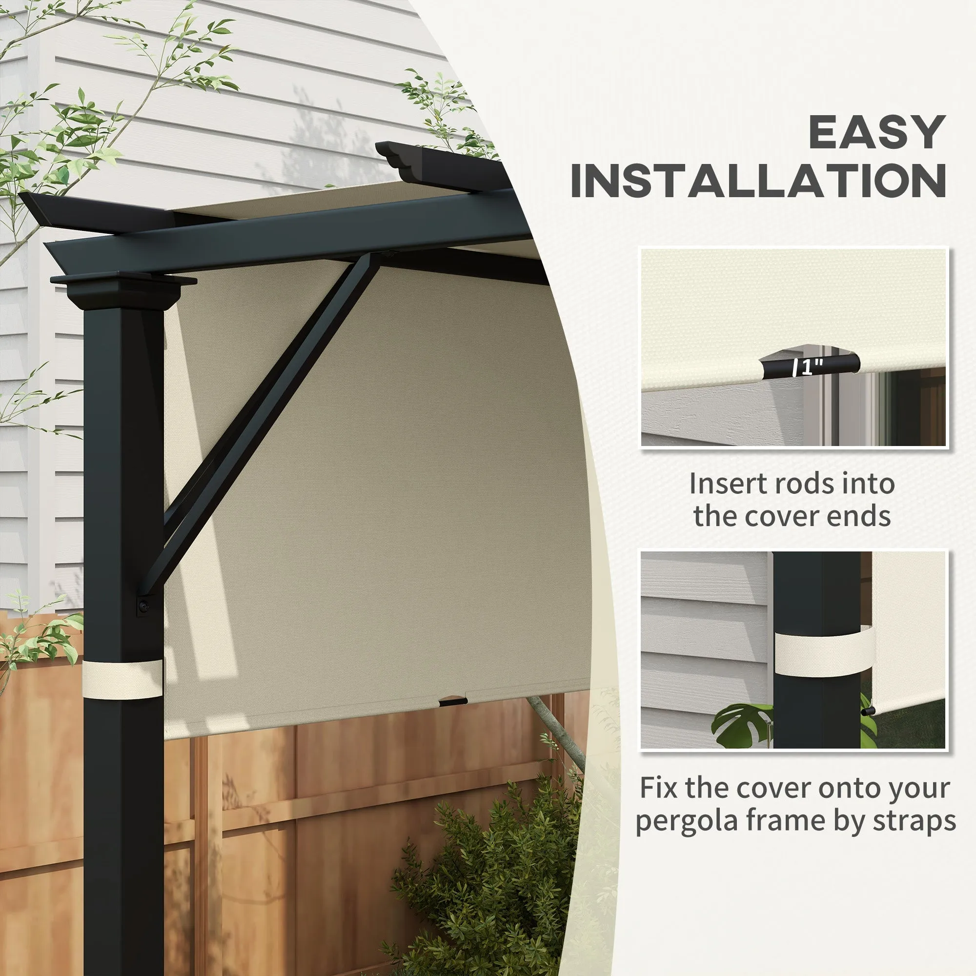 2 PCS UV Protection Pergola Cover, Easy to Install, for 3 x 3m Pergola, Cream White