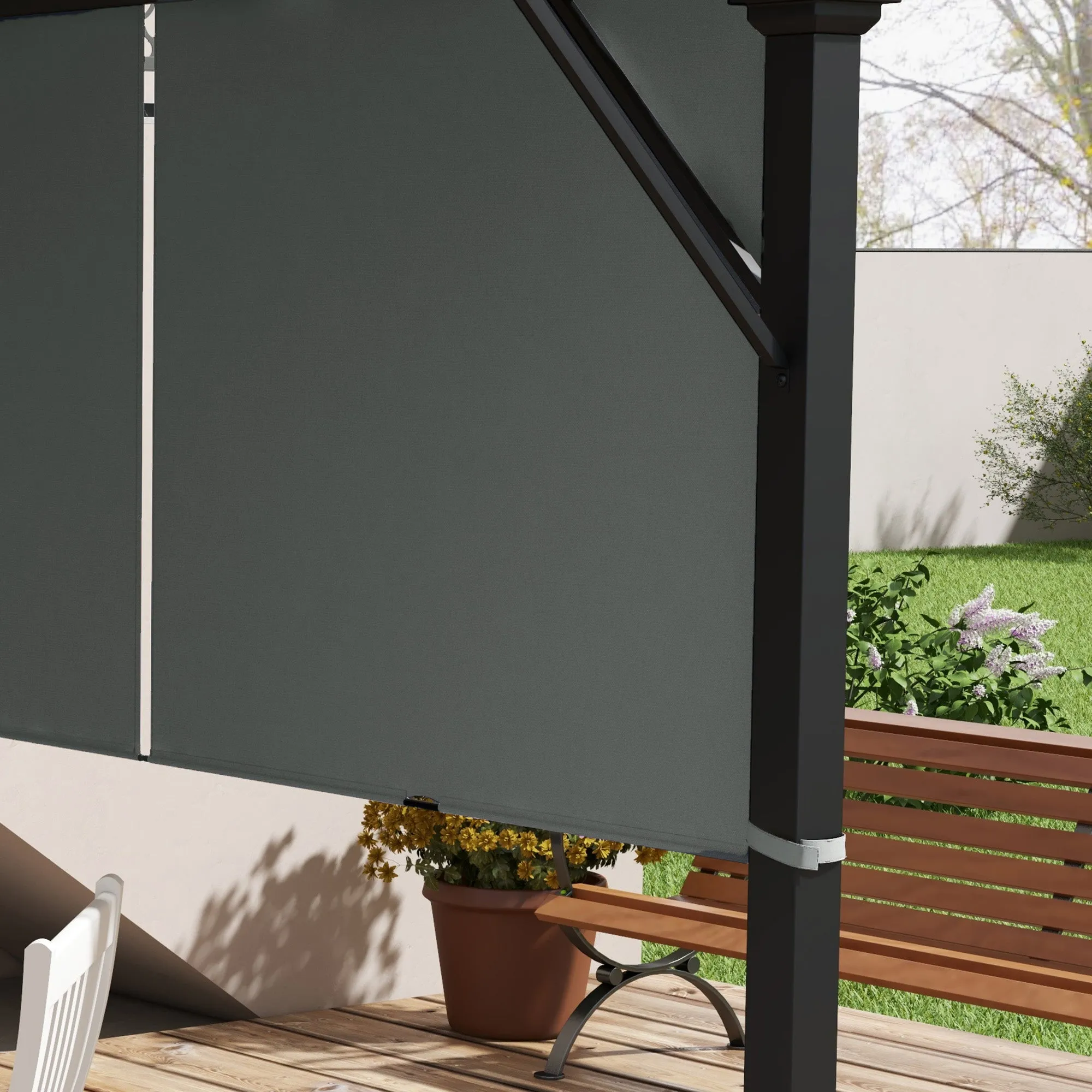 2 PCS UV Protection Pergola Cover, Easy to Install, for 3 x 3m Pergola, Dark Grey