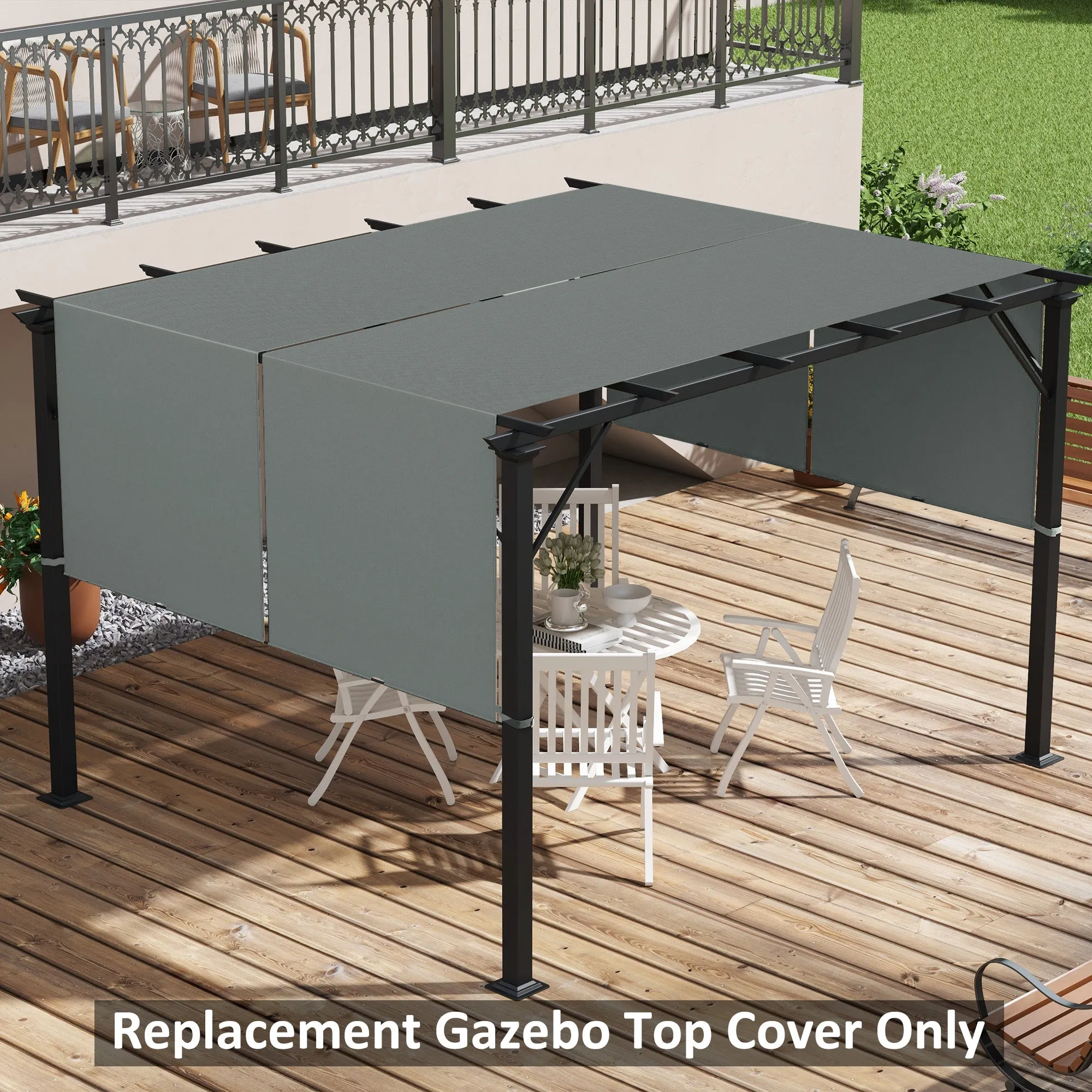 2 PCS UV Protection Pergola Cover, Easy to Install, for 3 x 3m Pergola, Dark Grey
