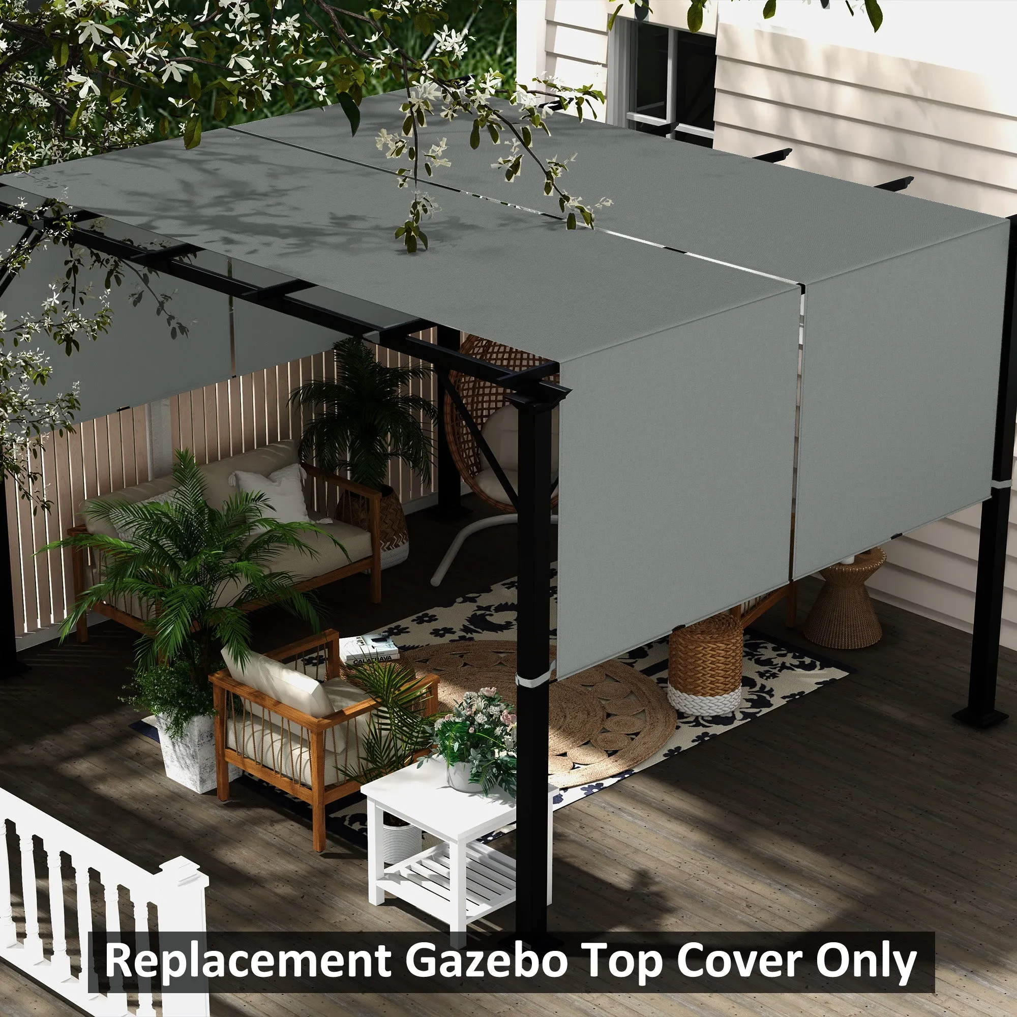 2 PCS UV Protection Pergola Cover, Easy to Install, for 3 x 3m Pergola, Dark Grey