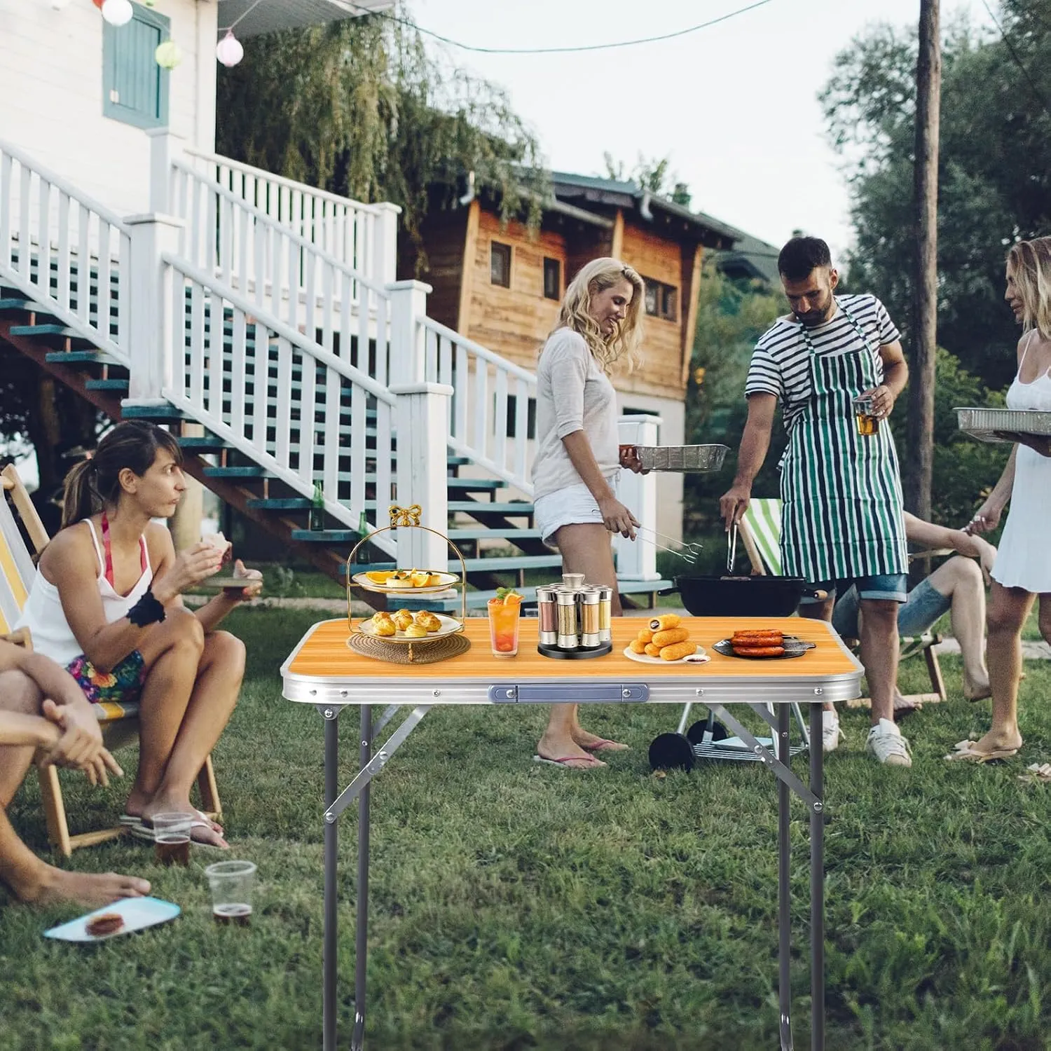 2.0 Ft Folding Portable Camping Table, RV Dining Tables for Inside, Outdoor Camping for 2 People, Tailgate, BBQ, Picnic, Cooking, Beach, Garden, Party, Yellow