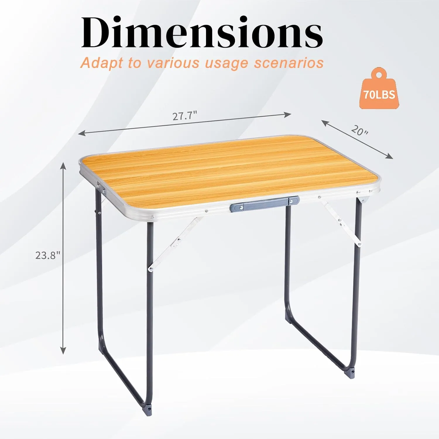 2.0 Ft Folding Portable Camping Table, RV Dining Tables for Inside, Outdoor Camping for 2 People, Tailgate, BBQ, Picnic, Cooking, Beach, Garden, Party, Yellow