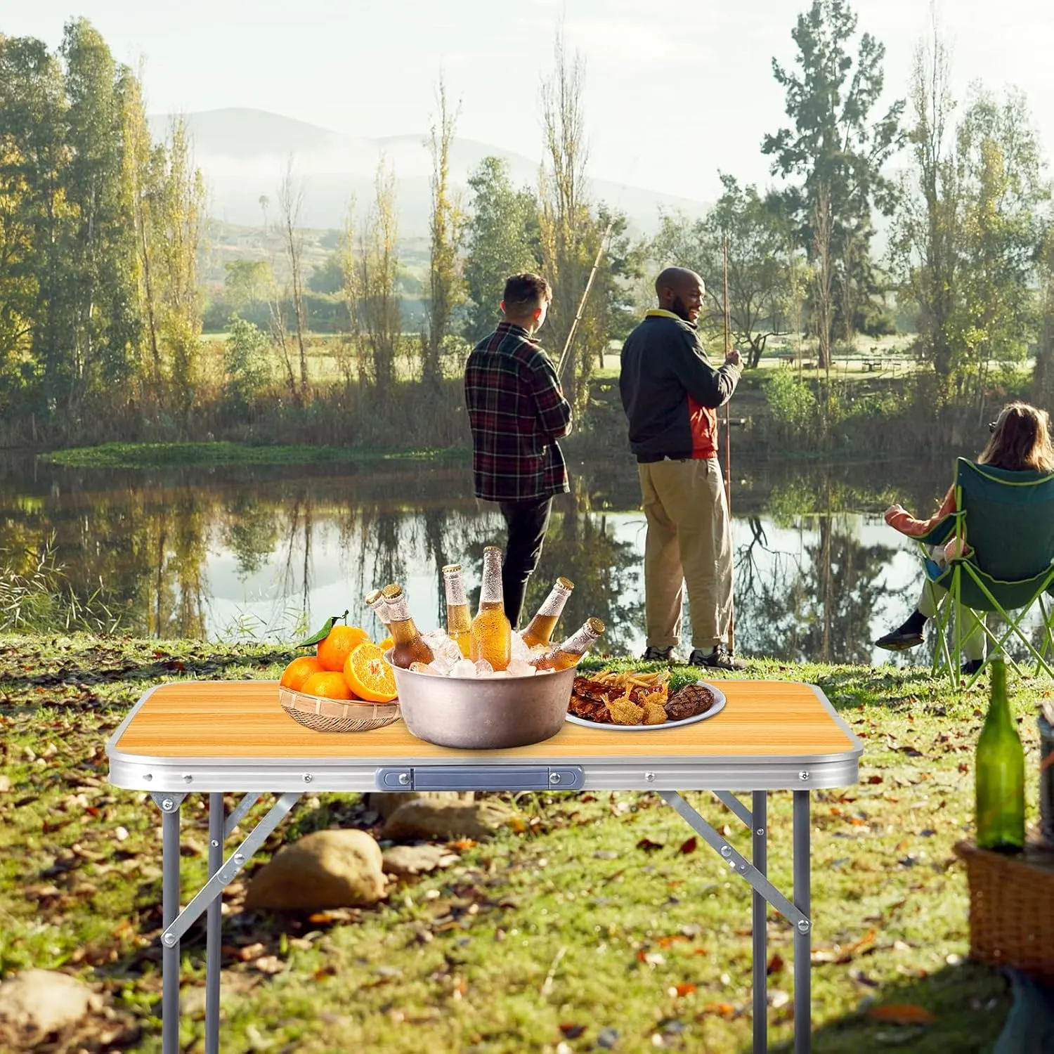 2.0 Ft Folding Portable Camping Table, RV Dining Tables for Inside, Outdoor Camping for 2 People, Tailgate, BBQ, Picnic, Cooking, Beach, Garden, Party, Yellow