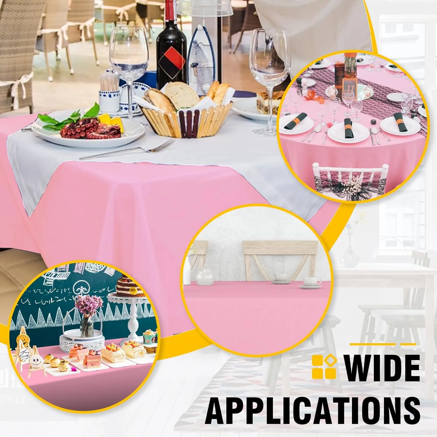 20 Pack Pink Plastic Table Cloths Disposable，54 x 108 Inches Plastic Table Cover for Rectangle Tables，Disposable Tablecloth for Dinning，Parties，BBQ，Wedding，Outdoor