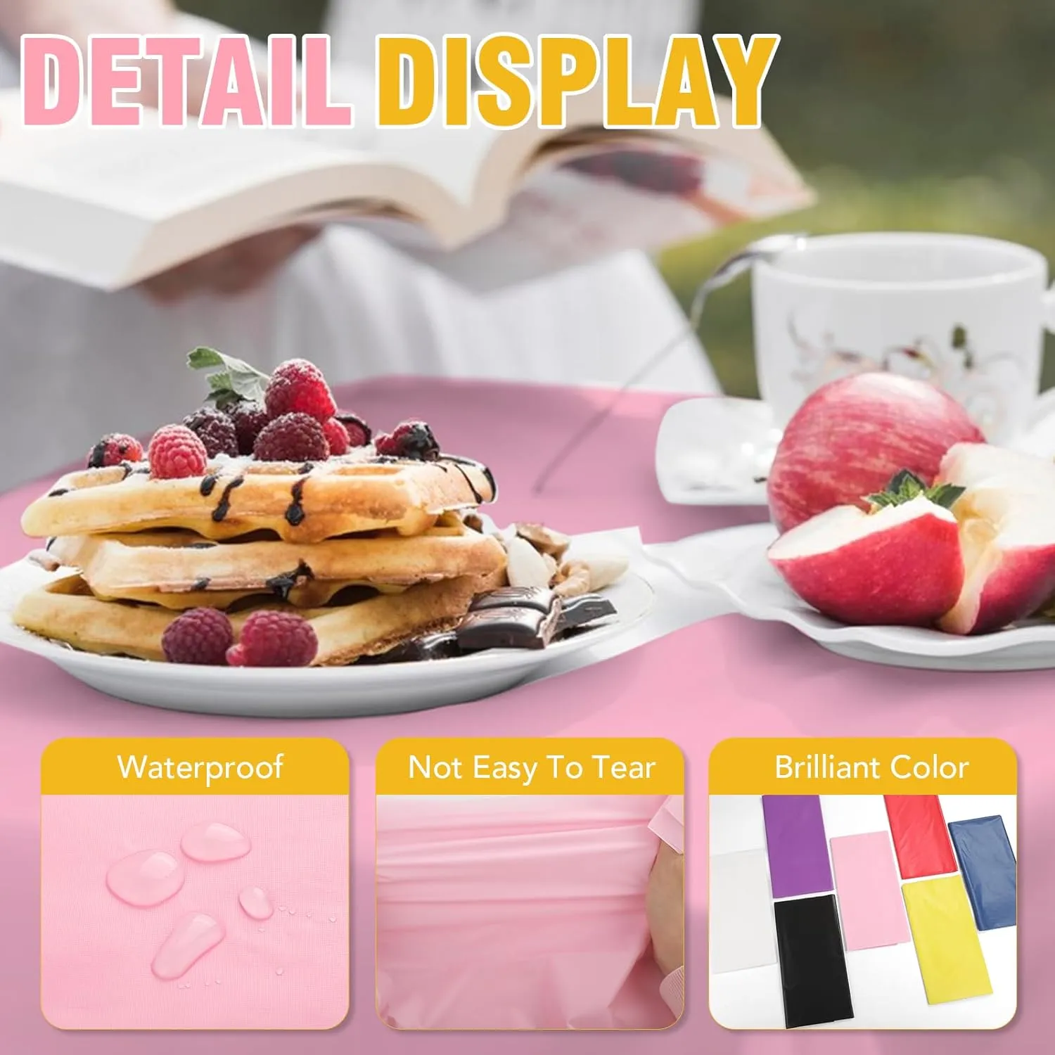 20 Pack Pink Plastic Table Cloths Disposable，54 x 108 Inches Plastic Table Cover for Rectangle Tables，Disposable Tablecloth for Dinning，Parties，BBQ，Wedding，Outdoor