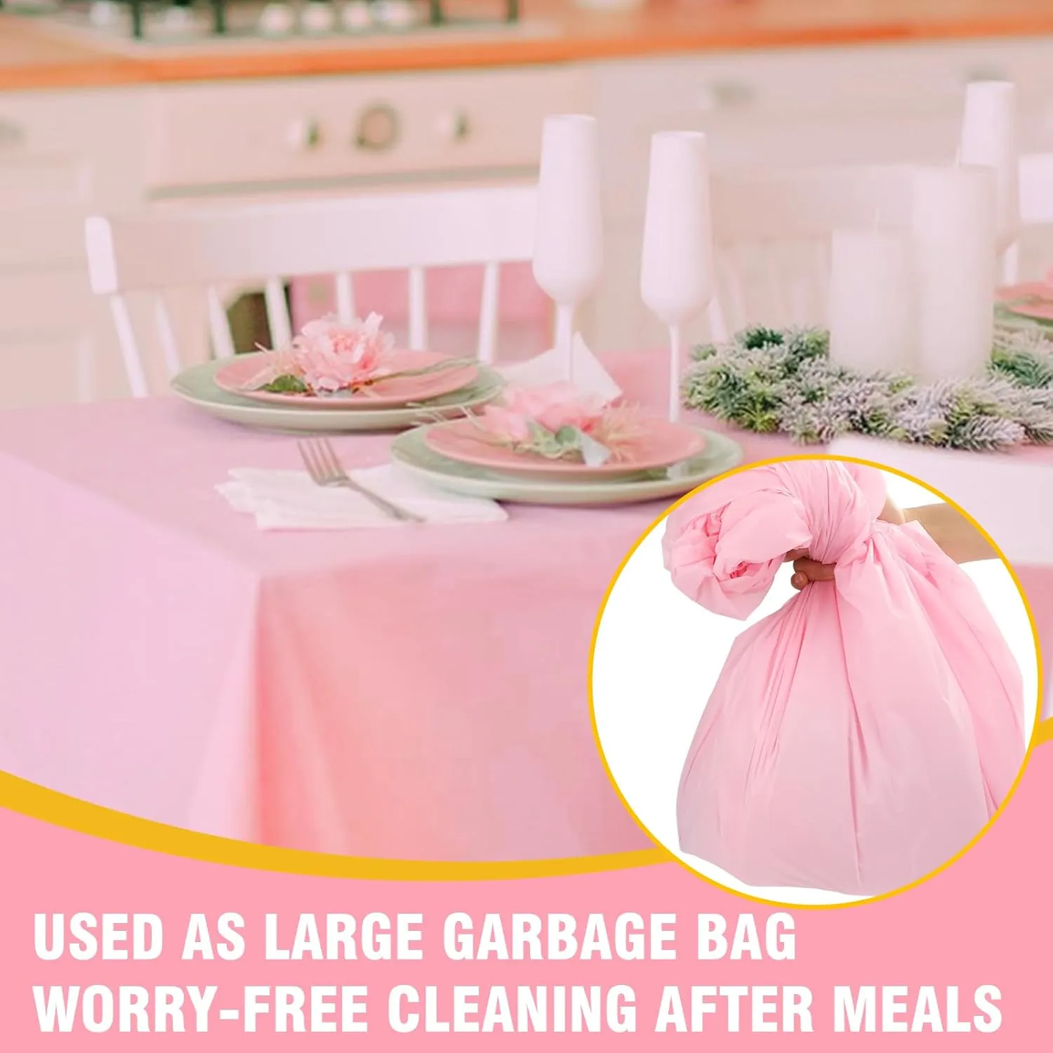 20 Pack Pink Plastic Table Cloths Disposable，54 x 108 Inches Plastic Table Cover for Rectangle Tables，Disposable Tablecloth for Dinning，Parties，BBQ，Wedding，Outdoor