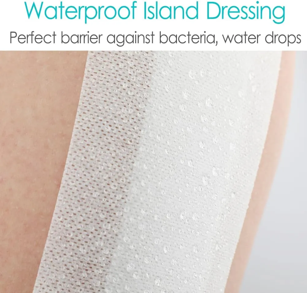 20 Pcs Waterproof Knee Replacement Dressing | 4x10 Inch Long Post-Surgery Gauze Bandage with Adhesive Border   Non-Stick Central Pad, Hip Wound Incision Recovery