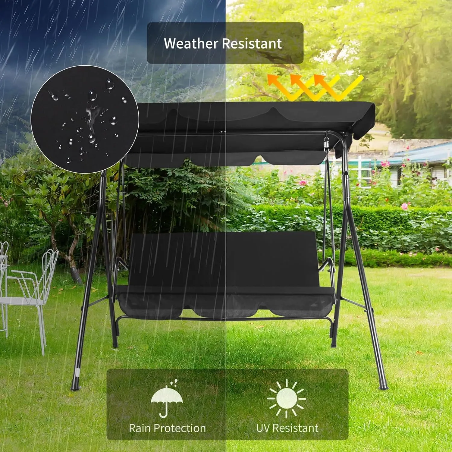 2024 New Swing Chair Canopy Replacement, Outdoor Patio Swing Replacement top 2 and 3 Seater Waterproof Windproof Anti-UV, Heavy Duty Rip Proof Hammock Top Outdoor Swing Covers (Red, 65x45x6inch)