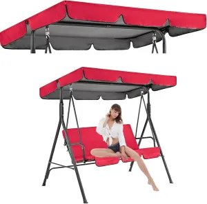 2024 New Swing Chair Canopy Replacement, Outdoor Patio Swing Replacement top 2 and 3 Seater Waterproof Windproof Anti-UV, Heavy Duty Rip Proof Hammock Top Outdoor Swing Covers (Red, 65x45x6inch)