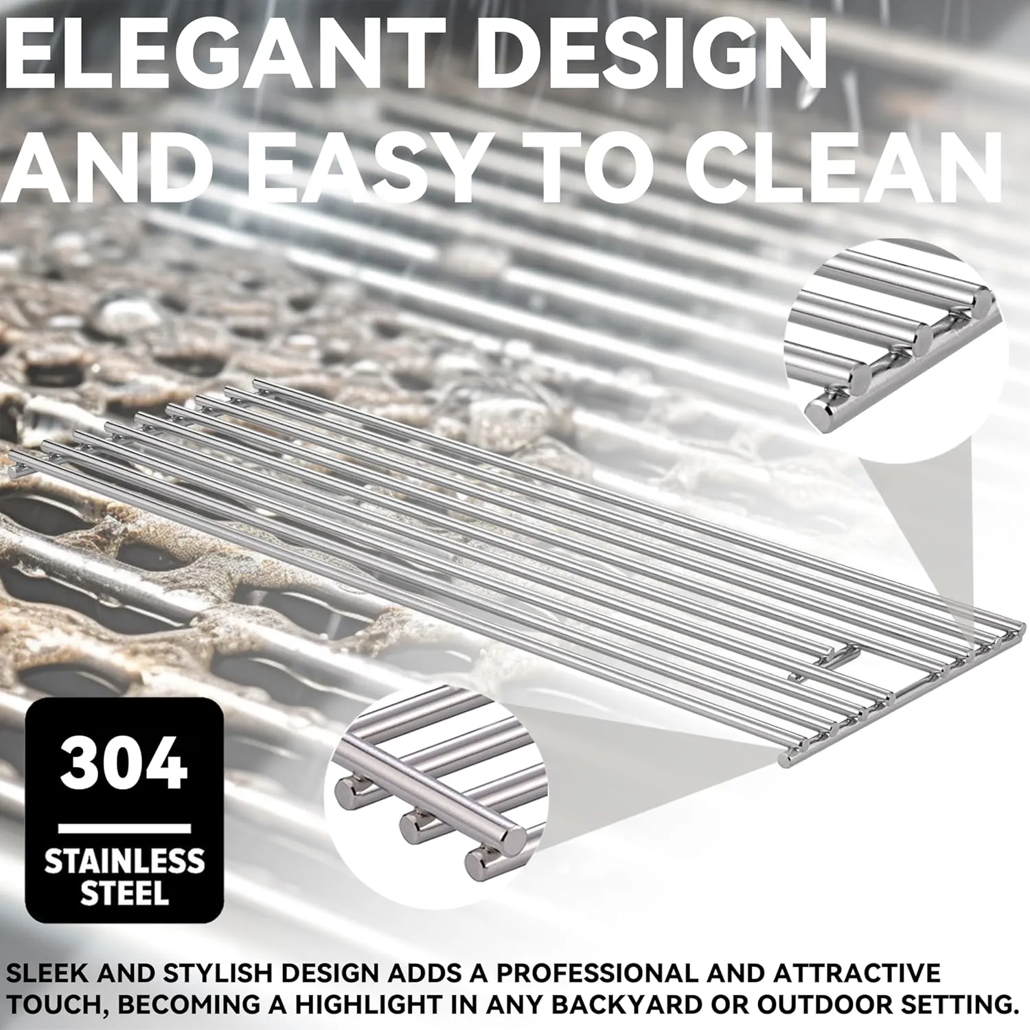 2025 4 Pack 8mm SS304 Stainless Steel BBQ Grill Grates Replacement Parts for Bull,Angus 47628, Brahma, Lonstar Select, Outlaw Steer Premium, Lonestar Select,7 Burner Premium,65073,L60000,75000,90000