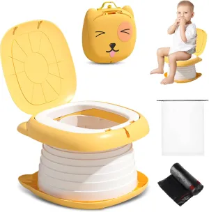 2025 Upgraded Portable Potty Training Toilet Seat for Toddlers Boys and Girls,Travel Potty Foldable,Toilet Apply Outdoor, Camping, Indoor (Yellow) by Yszawmx, Including a roll of garbage bags