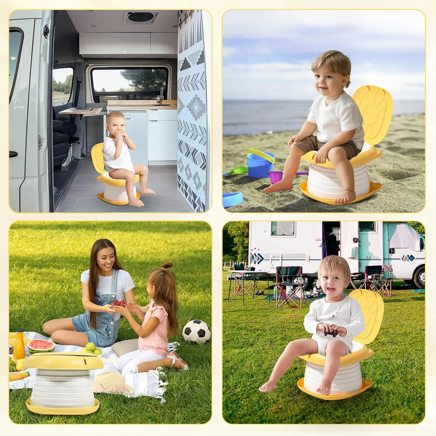 2025 Upgraded Portable Potty Training Toilet Seat for Toddlers Boys and Girls,Travel Potty Foldable,Toilet Apply Outdoor, Camping, Indoor (Yellow) by Yszawmx, Including a roll of garbage bags