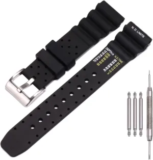 20mm Soft Silicone Strap compatible with Citizen Hyper Aqualand Duplex Promaster Men's Dive Watch Band waterproof wristband watches Accessories
