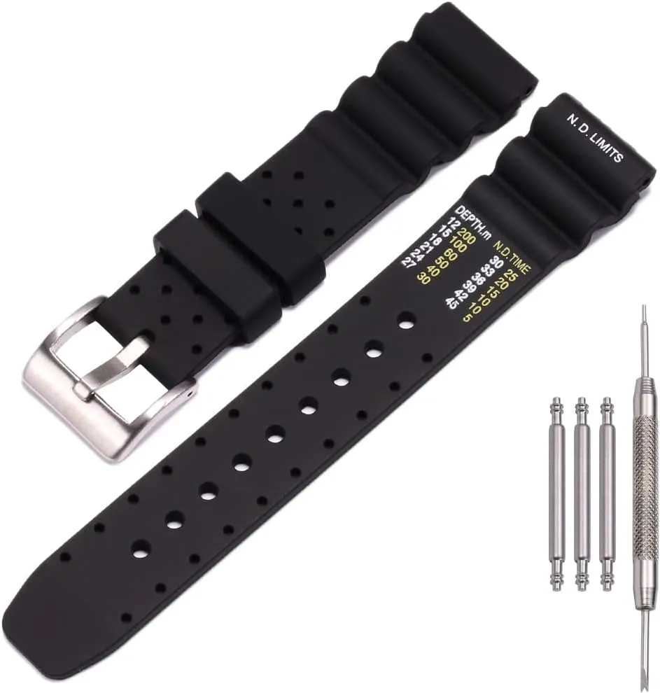 20mm Soft Silicone Strap compatible with Citizen Hyper Aqualand Duplex Promaster Men's Dive Watch Band waterproof wristband watches Accessories