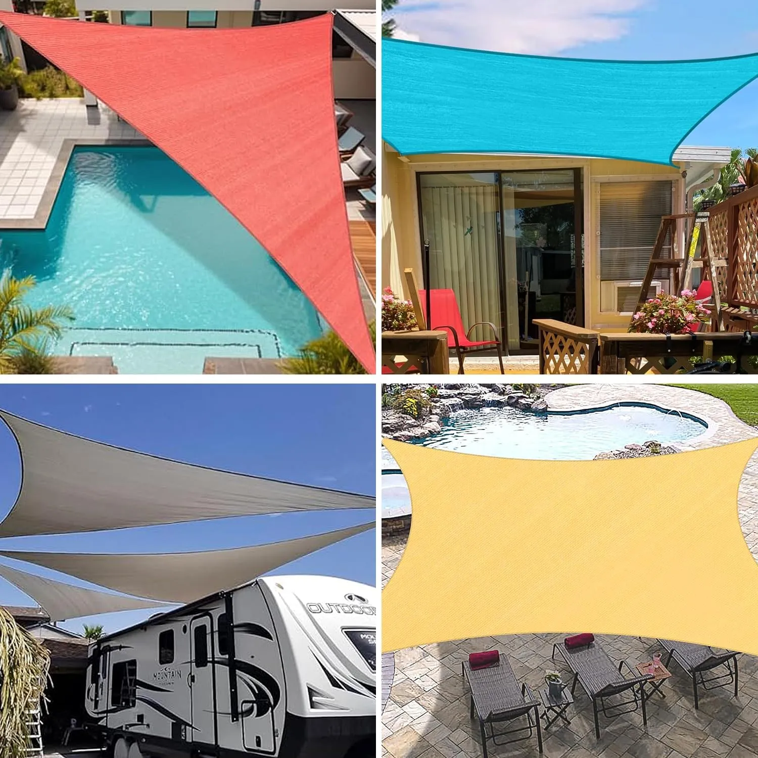 20'x20'x20' Sun Shade Sail Triangle Outdoor UV Block Canopy Sunshade Cover for Backyard Porch Pergola Deck Garden Patio, Sand