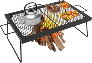 23" Fireplace Cooking Grate, Folding Campfire Grill Rack, Over the Fire Cooking Equipment, Camping Accessories for Outside