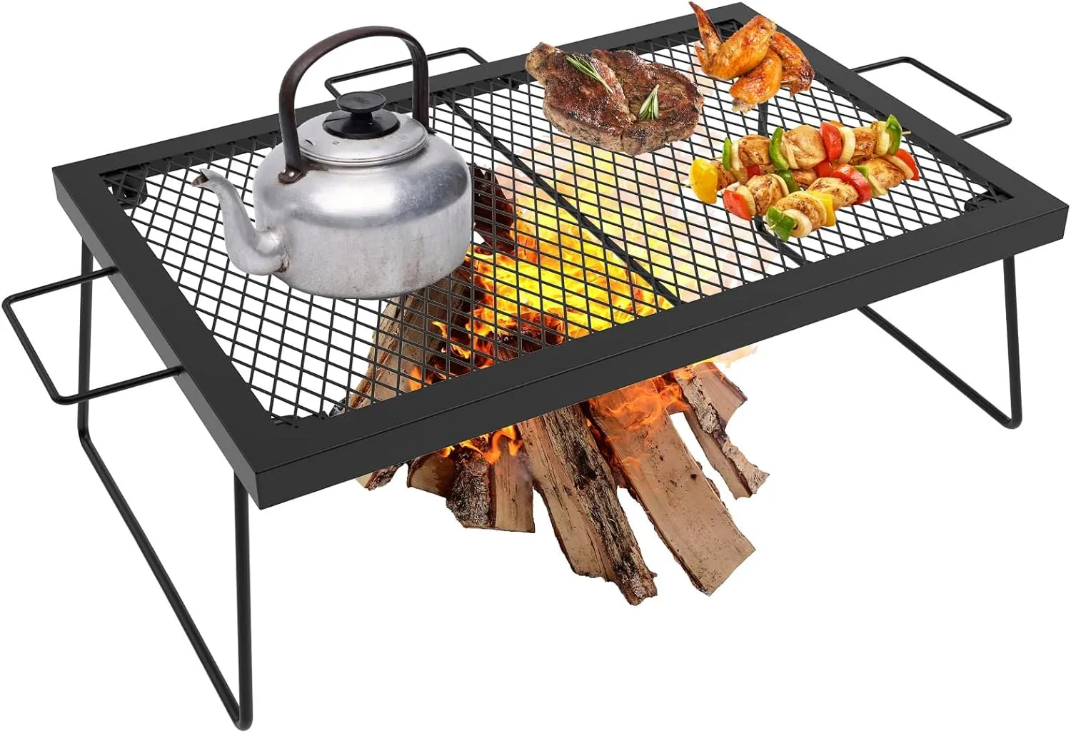 23" Fireplace Cooking Grate, Folding Campfire Grill Rack, Over the Fire Cooking Equipment, Camping Accessories for Outside