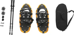25 Inch Snowshoes with Adjuatable Trekking Poles and Carrying Bag, 110lbs Load Capacity, Lightweight Aluminum Snowshoes with 3-Section Telescopic Hiking Poles for Adults Men Women