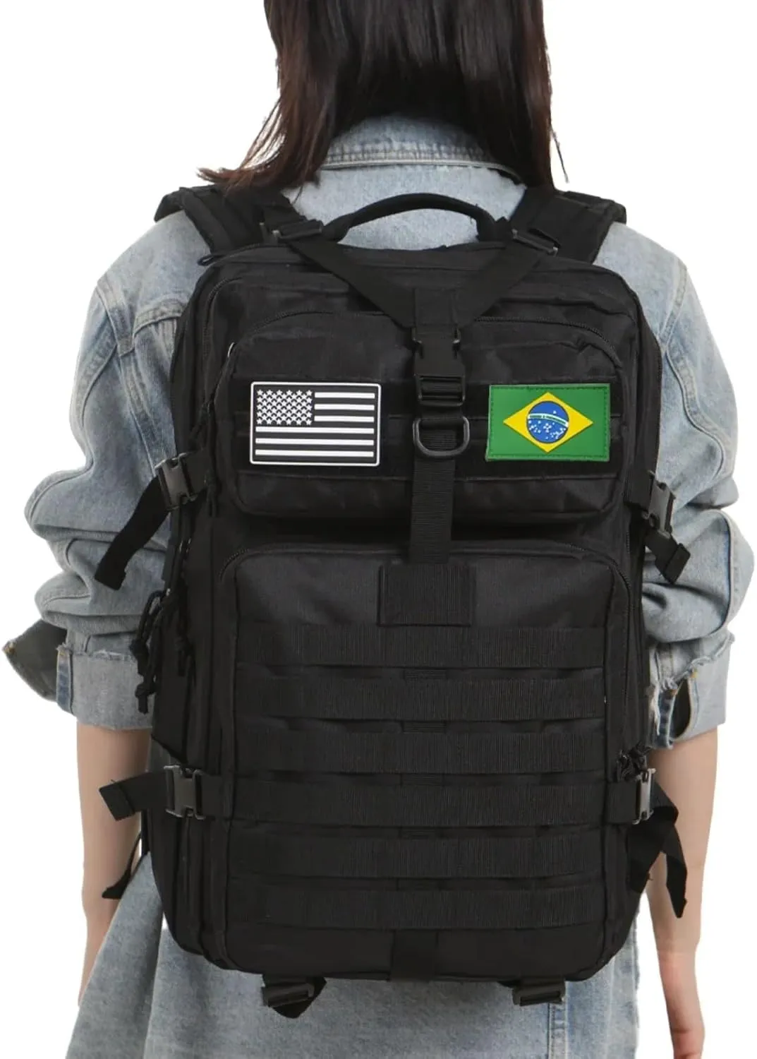 25L 50L Water-Resistant Nylon Backpack Outdoor Camping Hiking Trekking Durable Daypack Molle System (25L (ACU))