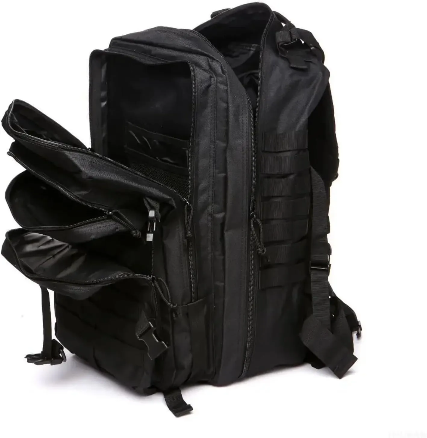 25L 50L Water-Resistant Nylon Backpack Outdoor Camping Hiking Trekking Durable Daypack Molle System (25L (Black))
