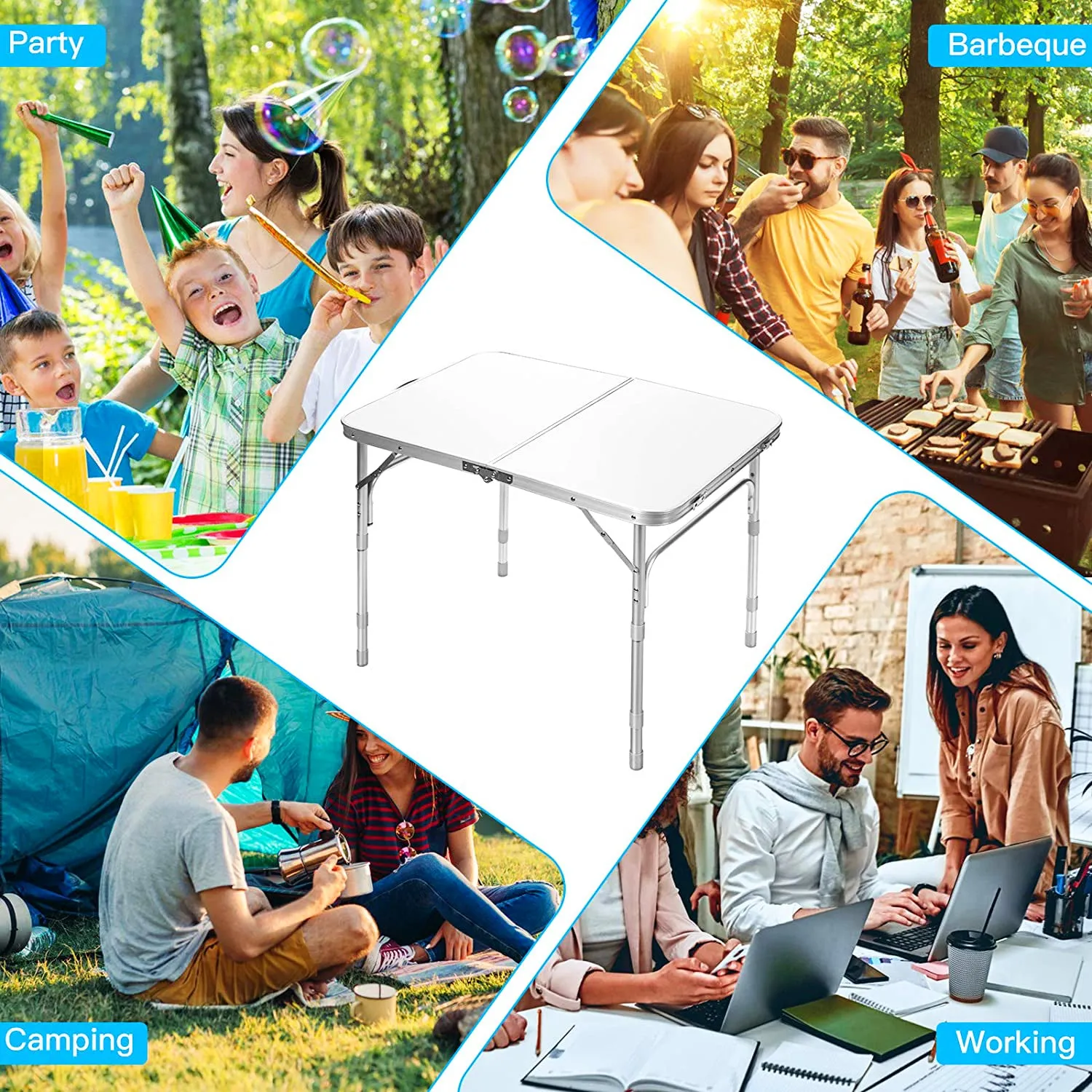 26 in. H Rectangle Aluminum Folding Portable Outdoor Picnic Table