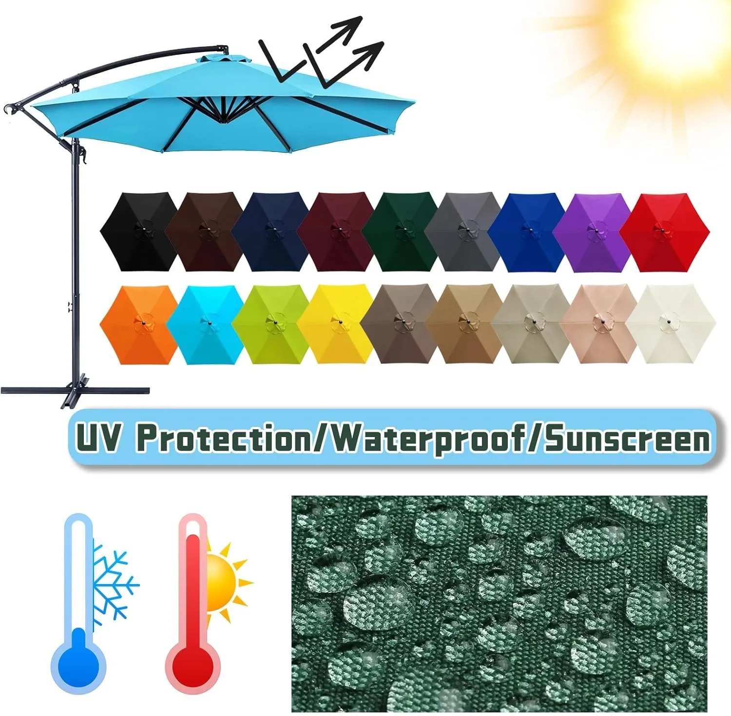 2.7m Sun Umbrella Replacement Cloth for 6 Ribs Replacement Parasol Fabric Canopy Cover for Market, Backyard, Garden, Deck, Pool, Patio(Dark Red)
