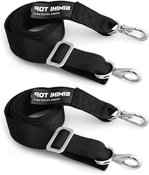 2Pcs Adjustable Bimini Boat Top Straps,24"~60" Marine Awning Webbing Straps,with Stainless Stee Heavy Duty Snap Hooks,Premium Boat Canopy Nylon Strap,Boat Awning Hardware Accessories,Two Hooks