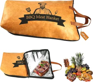 2Pcs BBQ Blanket for Resting Meat,Smoker Meat Resting Blanket, Reusable Smoker Grilling Meat Insulated Resting Bag with Wide Mouth for Large Brisket/Pork Shoulders/Turkeys,Gifts for Men (Blanket 21in)