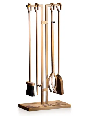2WAYZ FLAMELY 5-Piece Fireplace Tools Set - Includes Fire Poker, Shovel, Brush, Tongs, Stand - Heavy-Duty Fireplace Accessories and Fire Tools for Indoor or Outdoor Use