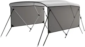 3 Bow Bimini Top for Boats, Heavy Duty Canvas Sun Shade, Aluminum Frame with Mesh Sidewalls & Storage Boot, Waterproof UV Protection, 5 Sizes, Quick-Install Design