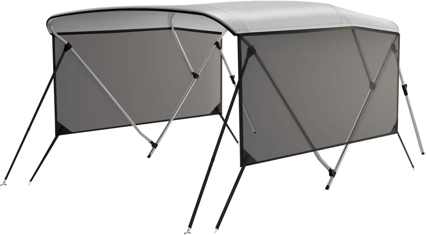3 Bow Bimini Top for Boats, Heavy Duty Canvas Sun Shade, Aluminum Frame with Mesh Sidewalls & Storage Boot, Waterproof UV Protection, 5 Sizes, Quick-Install Design