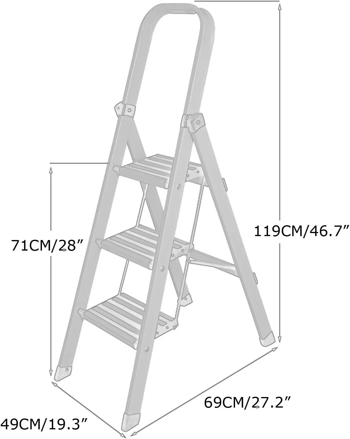 3-step/4-step Pedal Ladder Multifunctional Folding Herringbone Ladder Lightweight Aluminum Alloy Portable Ladder (Size : 3 Step Ladder)