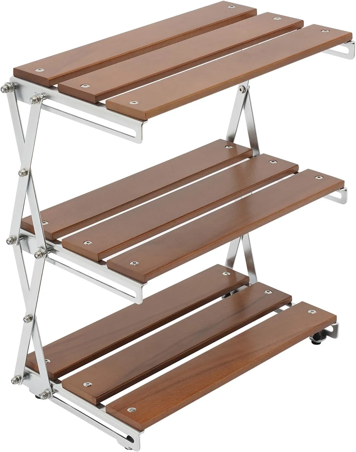 3-Tier Foldable Camping Table, Picnic Cabinet Storage Rack, Portable Outdoor Cookware Storage for Picnic BBQ Beach Traveling Backyards