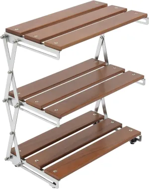 3-Tier Foldable Camping Table, Picnic Cabinet Storage Rack, Portable Outdoor Cookware Storage for Picnic BBQ Beach Traveling Backyards