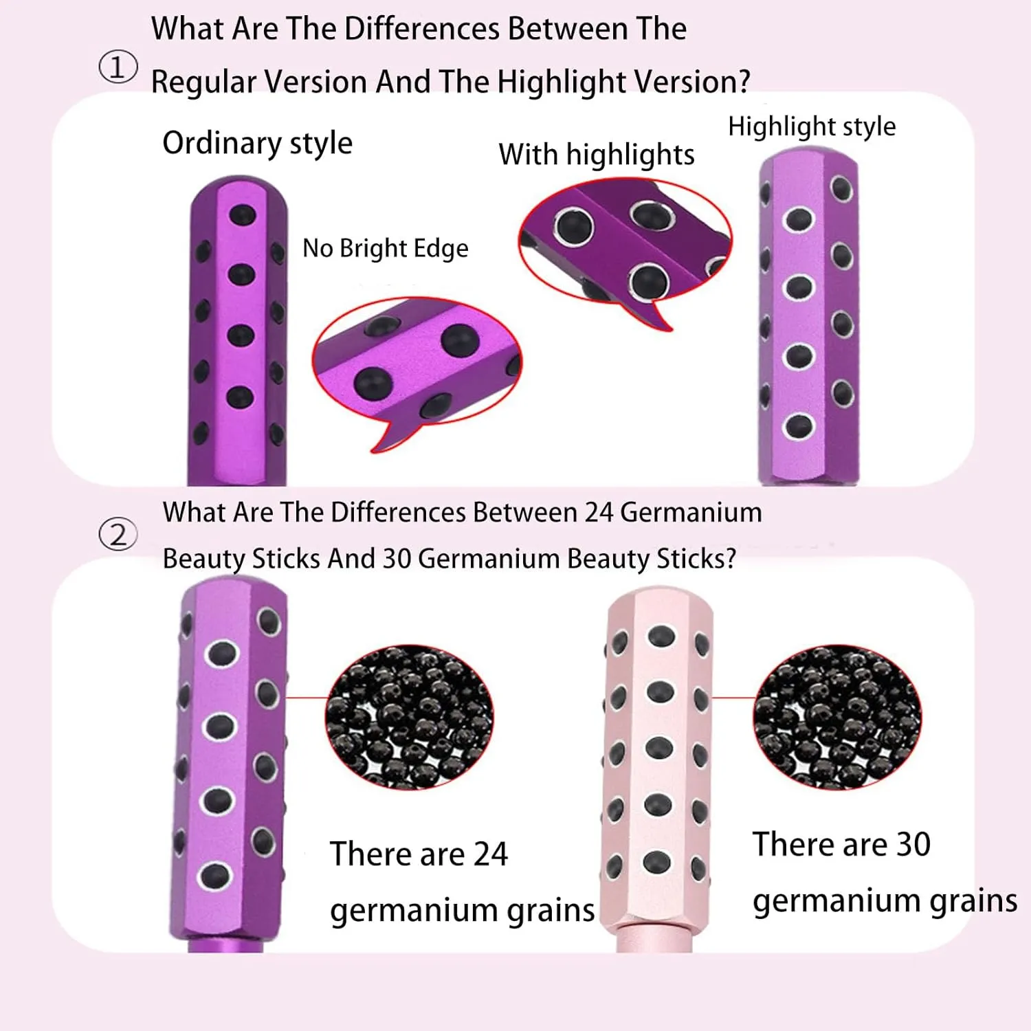 30 Grains Germanium Elarique Beauty Roller for Up Lifting and Skin Care, Arrily Face Roller, Facelift Pro Beauty Roller, Cooling & Sculpting, Portable with Ergonomic Handle (Purple)