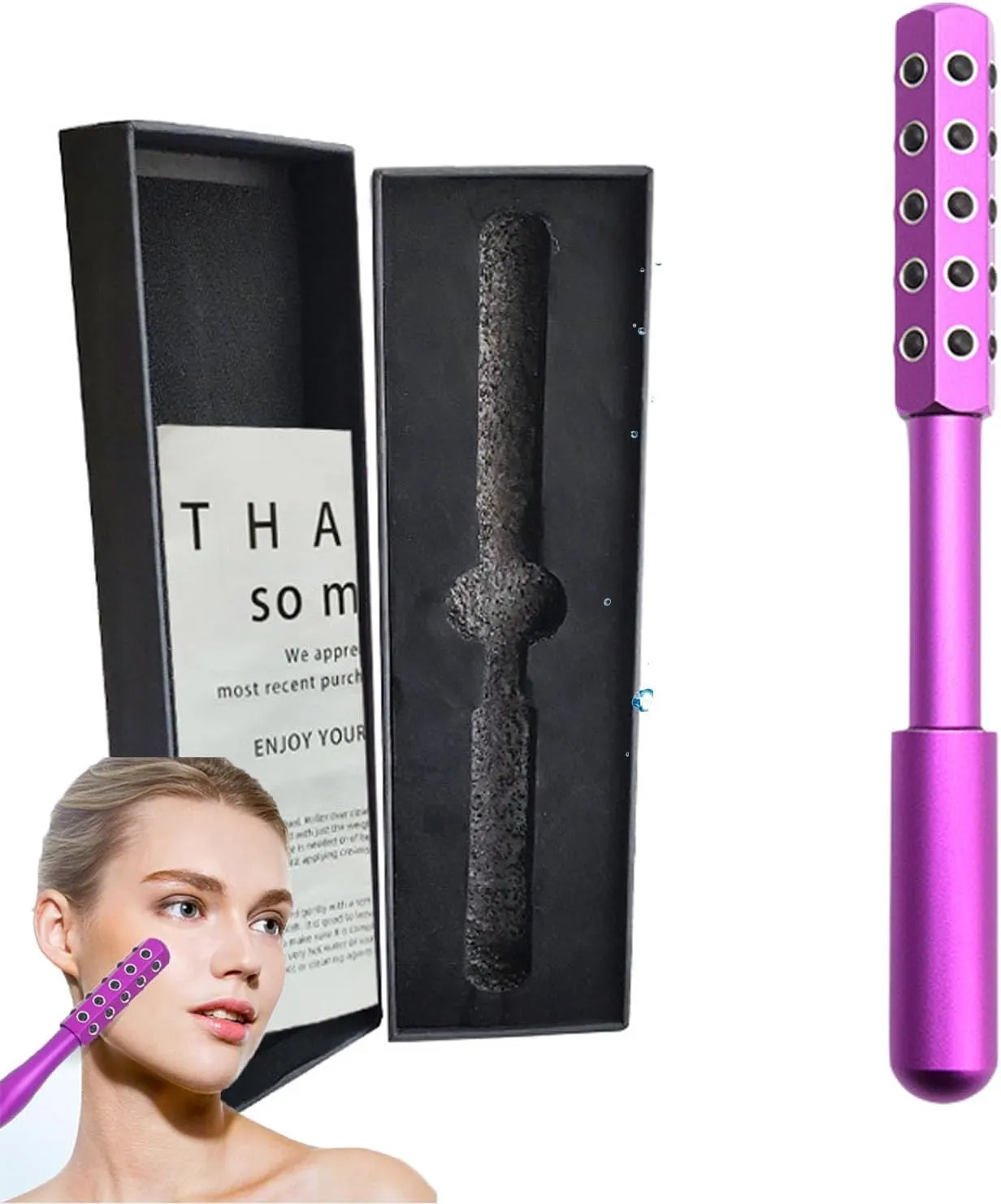 30 Grains Germanium Elarique Beauty Roller for Up Lifting and Skin Care, Arrily Face Roller, Facelift Pro Beauty Roller, Cooling & Sculpting, Portable with Ergonomic Handle (Purple)