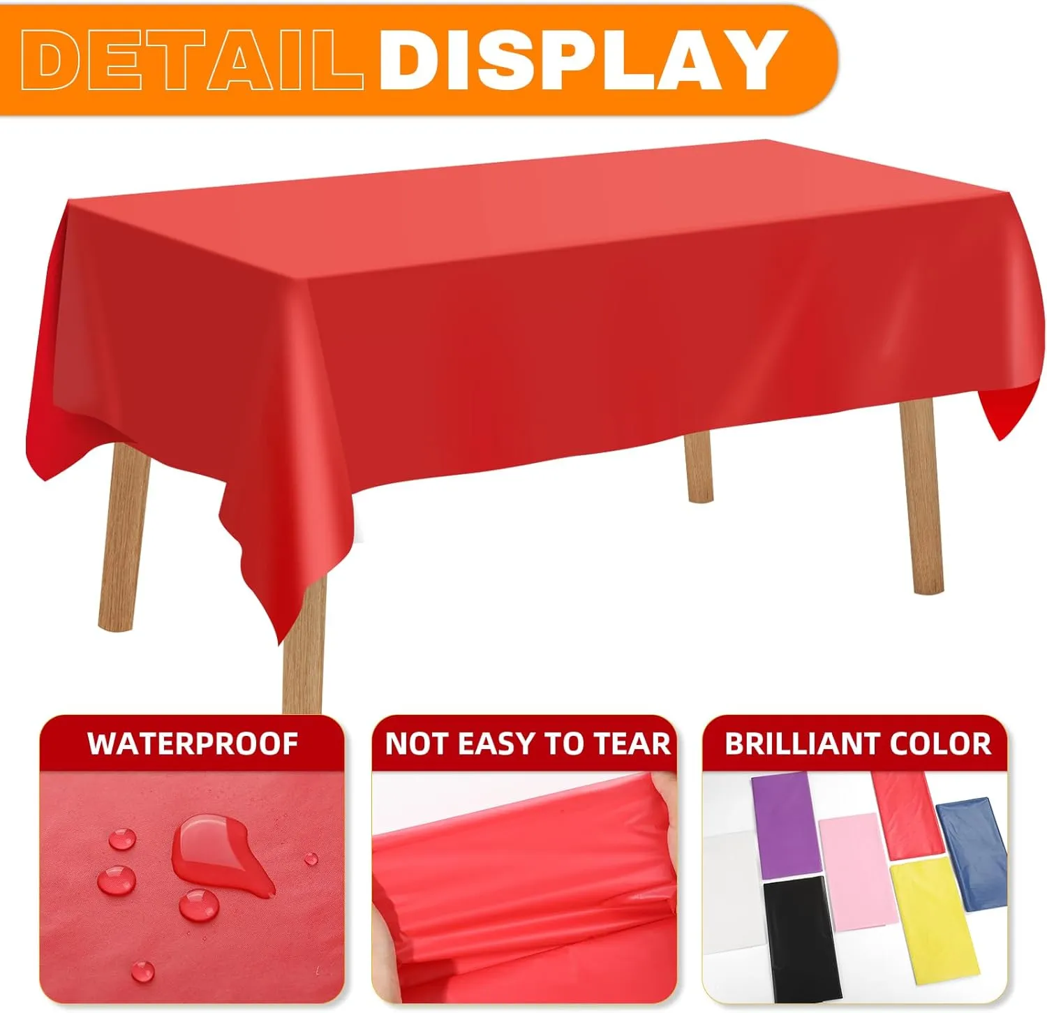 30 Pack Red Plastic Table Cloths Disposable，54 x 108 Inches Plastic Table Cover for Rectangle Tables，Disposable Tablecloth for Dinning，Parties，BBQ，Wedding，Outdoor