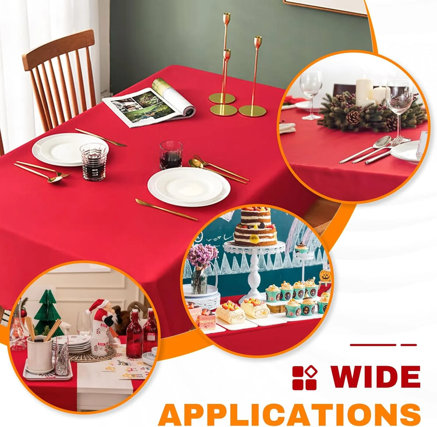 30 Pack Red Plastic Table Cloths Disposable，54 x 108 Inches Plastic Table Cover for Rectangle Tables，Disposable Tablecloth for Dinning，Parties，BBQ，Wedding，Outdoor