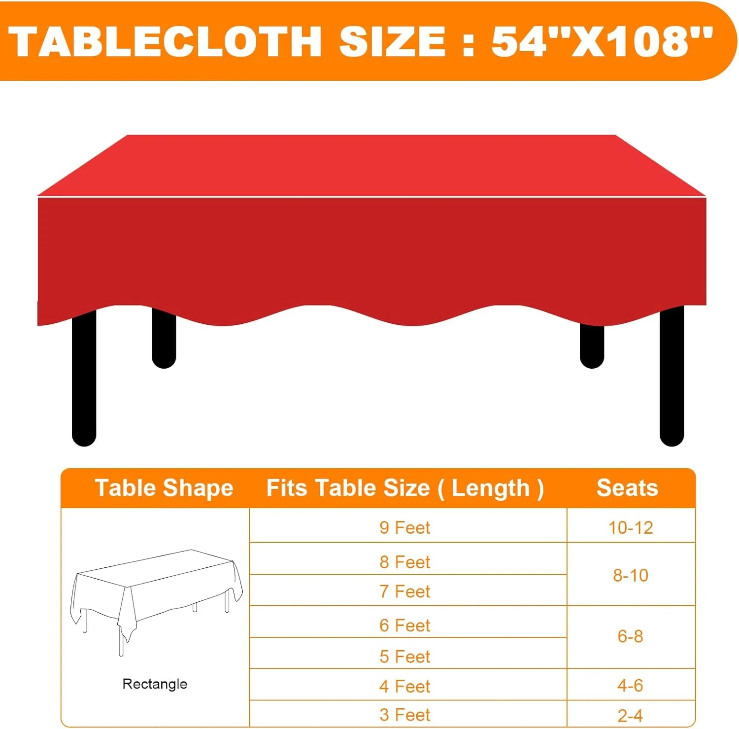 30 Pack Red Plastic Table Cloths Disposable，54 x 108 Inches Plastic Table Cover for Rectangle Tables，Disposable Tablecloth for Dinning，Parties，BBQ，Wedding，Outdoor