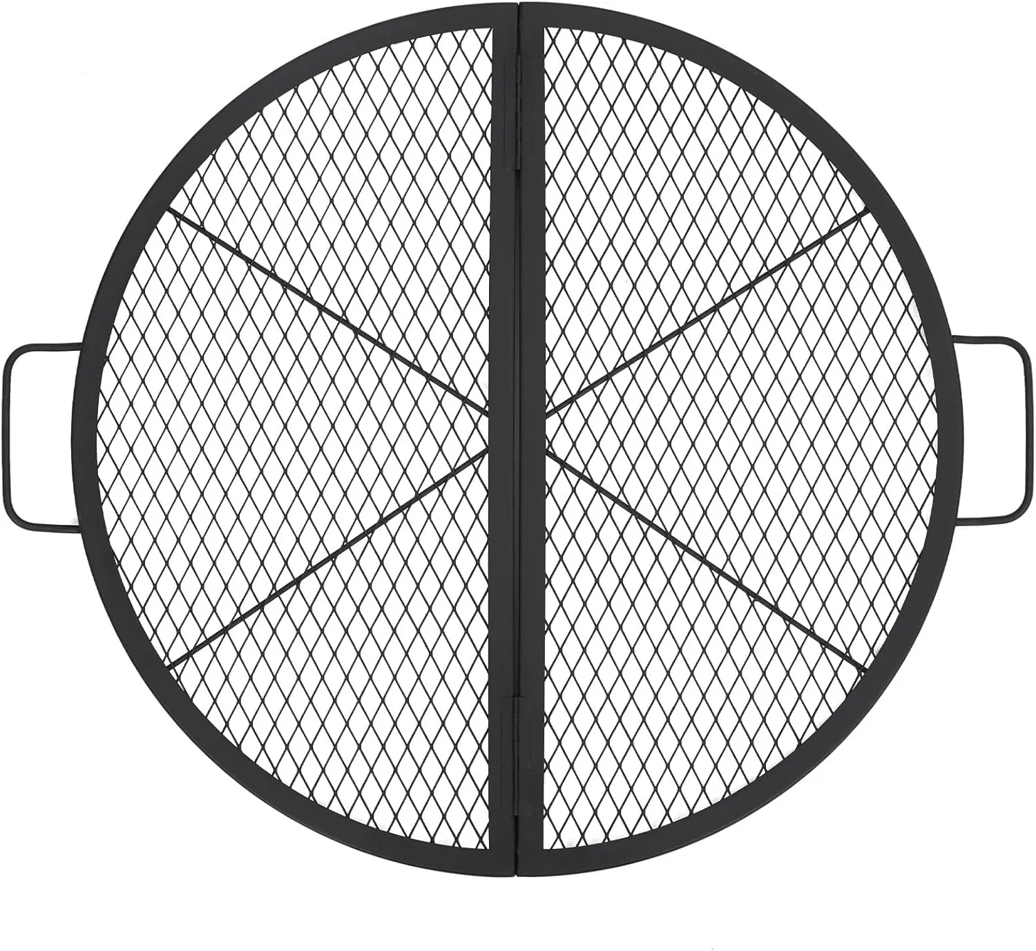 30.5in Foldable Fire Pit Cooking Grill Grate, X-Marks Fire Pit Grill Cooking Grate, Outdoor Campfire BBQ Grill, Heavy Duty Steel Campfire BBQ Grill Grid, Portable Camping Cookware with Handle