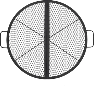30.5in Foldable Fire Pit Cooking Grill Grate, X-Marks Fire Pit Grill Cooking Grate, Outdoor Campfire BBQ Grill, Heavy Duty Steel Campfire BBQ Grill Grid, Portable Camping Cookware with Handle