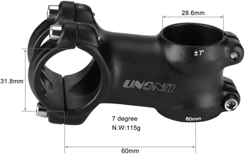 31.8 Stem 60mm 70mm 80mm 90mm 7 Degree FOMTOR Light Weight Bike Handlebar Stem MTB Stem Suitable for Mountain Bike Road Bike BMX MTB