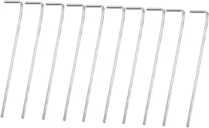32Pcs Iron Tent Stakes Shape Ground Nails Heavy Duty Garden Pegs for Outdoor Canopy Camping and Hiking Durable Awning Fixing Nails for Wind Resistance