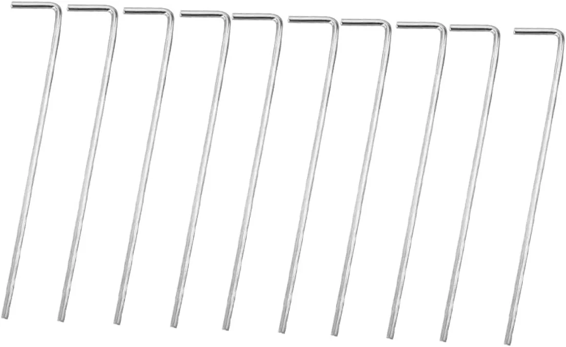 32Pcs Iron Tent Stakes Shape Ground Nails Heavy Duty Garden Pegs for Outdoor Canopy Camping and Hiking Durable Awning Fixing Nails for Wind Resistance
