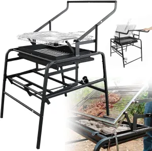 360° Rotating Charcoal Grills, Stainless Steel Flipping Barbecue Grill, Outdoor Foldable Barbecue Grill, Barbecue Grill Suitable Kebab Grill, for Multiple People