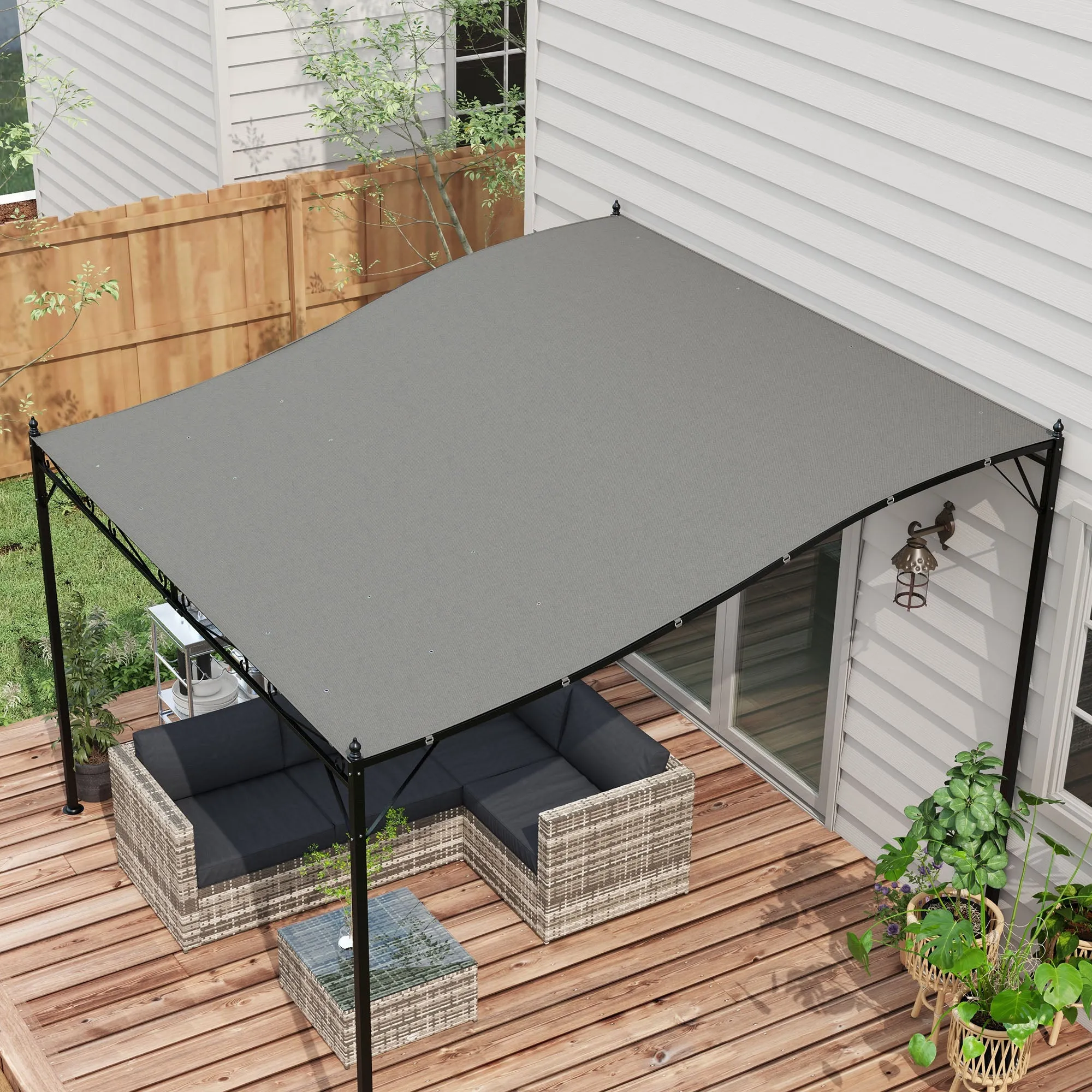 3.8 x 3.8 ft Pergola Canopy Replacement, Pergola Shade Canopy with Drainage Holes, Easy to Install, for 10' x 10' Pergola (Outsunny 84C-038 Series), Dark Grey